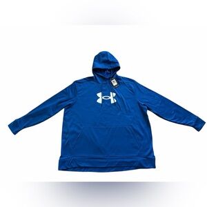 Under Armour Women’s 3X Blue Fleece Hoodie Pullover Loose Fit Athletic Logo NWT